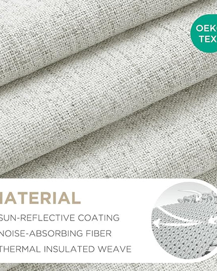Joydeco Blackout Curtains for Bedroom - 100% Light Blocking 2 Panels Set White Drapes 66" W x 84" L, Thermal Insulated Room Darkening Curtains, Linen Textured for Living Room, Rod Pocket & Back Tabs