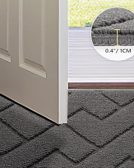 hicorfe Dirt Trapper Indoor Doormat,20"x31.5" Welcome Door mat,Non Slip Backing Washable Door Mats,Absorbent and Resistant Low-Profile Entrance Inside Floor Mat for Front Back Door and Entryway (Grey)