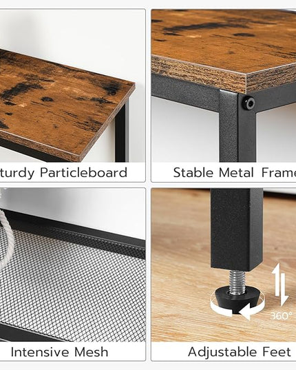 HOOBRO 29.5" Narrow Console Table, 3-Tier Entryway Table, Thin Sofa Table with Shelves, Side Table, Display Table, for Hallway, Entrance, Living Room, Bedroom, Rustic Brown and Black BF73XG01