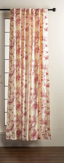 Maison d' Hermine Curtains for Living Room 100% Cotton 108 inch Length Two Panels Light Filtering Toile Curtains for Bedroom Windows with Rod and Loop Pockets (Paradise Lacquer Red, 50" W x 108" L)