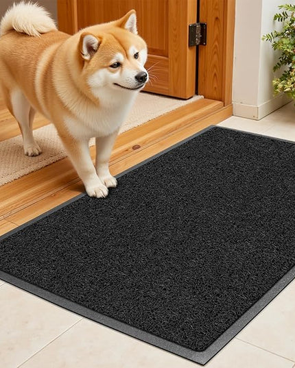 Kuyal Door Mat, 2'x3' Indoor Outdoor Entrance Mat to Trap Dirt and Moisture, Non Slip Waterproof Outdoor Mats, Commercial Floor Inside Outside Entrance, Heavy Duty Durable Welcome Mats, Black
