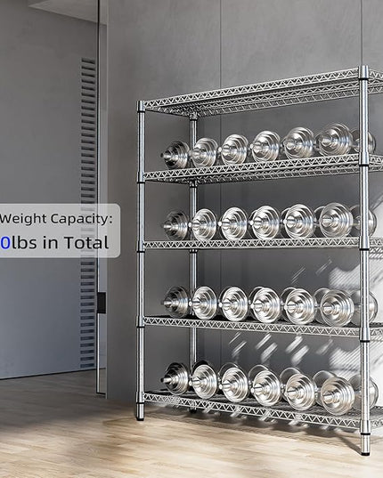 2200 Lbs 5 Tier Storage Rack Metal Wire Shelving Unit, Storage Standing Shelf Organizer for Laundry Bathroom Kitchen Pantry Closet Garage, Chrome 17.7" D x 59.1" W x 70.4" H