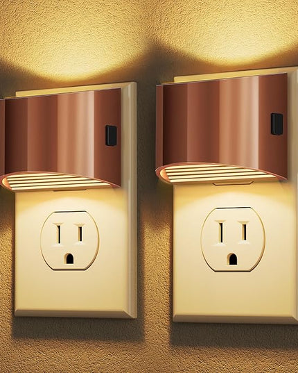 DORESshop LED Night Light[2 Pack], Night Lights Plug into Wall, 3 Level Brightness Adjustable Plug in Night Light, Dusk to Dawn Sensor Nightlights for Adults,Bedroom,Bathroom,Hallway,3000K Rose Gold