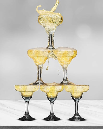 DISCOUNT PROMOS 10 Margarita Glasses Set, 9 oz. - Classic, Smooth, Barware, Glassware - Black