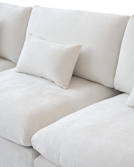 Cloud Couch Modular Sectional Sofa,119.29" L Shaped Couch, Oversized Down Filled Convertible Wide Seater,3 Seater with 1 Ottoman for Living Room Set, Covers Washable&Replaceable,White