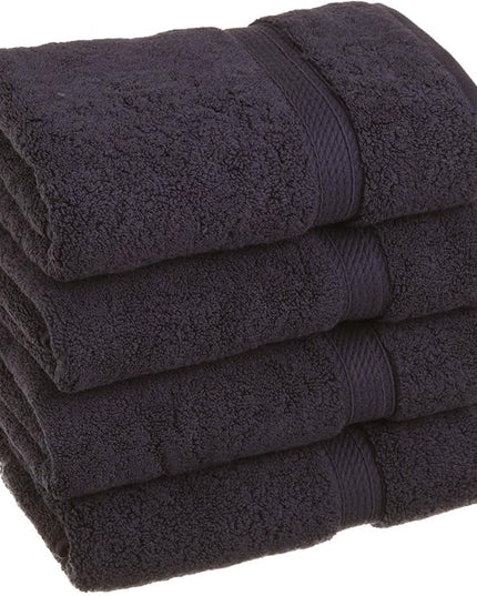 Superior Egyptian Cotton Pile Hand Towel Set of 4, Ultra Soft Luxury Towels, Thick Plush Essentials, Absorbent Heavyweight, Guest Bath, Hotel, Spa, Home Bathroom, Shower Basics, Navy Blue