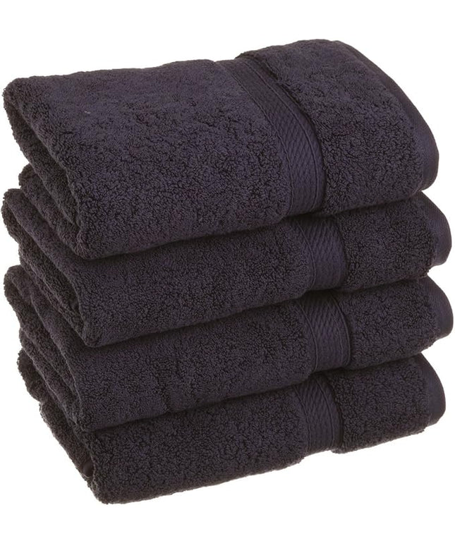 Superior Egyptian Cotton Pile Hand Towel Set of 4, Ultra Soft Luxury Towels, Thick Plush Essentials, Absorbent Heavyweight, Guest Bath, Hotel, Spa, Home Bathroom, Shower Basics, Navy Blue
