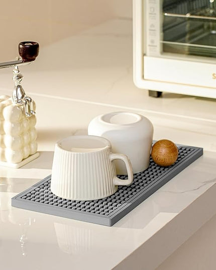 2PCS11.8 * 5.9in Gray Bar Mat, Prevent Cups and Glasses from Sliding and Protect The Surface of The Table from Being Easily Damaged, Suitable for Bars, Home Bars and Coffee Bars