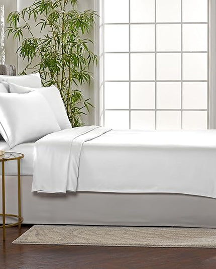 Pure Bamboo Queen Sheets, Genuine 100% Organic Viscose Derived from Bamboo Bed Sheet Set, Luxuriously Soft & Cooling, Double Stitching, 2 Year Quality Promise (Queen, White)