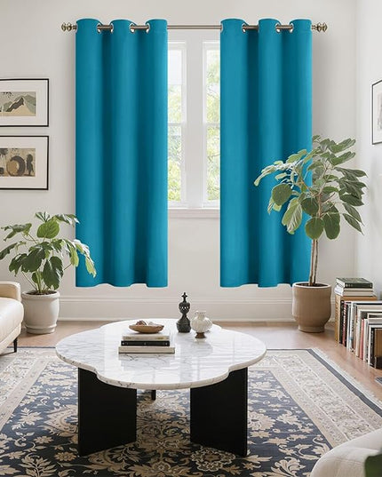 YoungsTex Blackout Curtains 72 Inches Length for Bedroom - Thermal Insulated Drapes with Grommet Room Darkening Privacy for Living Room, 2 Panels, Teal Blue, 42 x 72 Inch