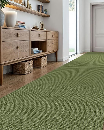 KOZYFLY Extra Long Runners for Hallways 3x20 ft Washable Kitchen Runner Non Slip Rubber Backed Hallway Rug Cotton Entryway Runner Rug Floor Carpet for Indoor Hall, Kitchen, Bright Green/Earthy Green