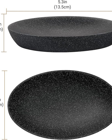Shinowa Soap Dish, Resin Soap Saver Sponge Dish Tray Mini Storage Tray for Bathroom Bedroom Vanity Table Kitchen Counter-Top Organization, Gravel Black