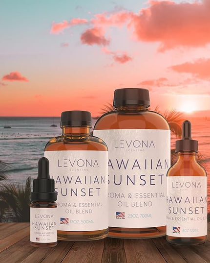 Levona Scent Essential Oils - Scents for Home, Hotel & Office Use - Perfect for Home Diffuser & Humidifiers - Aroma Fragrance Oil, Ideal for Massage, Relaxation, and Spa - Hawaiian Sunset, 120ml