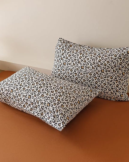 CLOTHKNOW Black Cheetah Queen Comforter Set 3Pcs Leopard Print Bedding Comforter Sets Soft Black Brown Bedding Sets with 2 x Pillowcases Queen Size