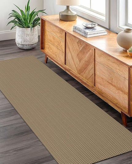 KOZYFLY Washable Runner Rug 2x6 Ft Runners for Hallways Kitchen Runners with Rubber Backing Braided Cotton Entryway Runner Indoor, Carpet for Hallway Kitchen Entryway Bedroom, Beige/Khaki
