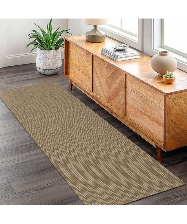 KOZYFLY Washable Runner Rug 2x6 Ft Runners for Hallways Kitchen Runners with Rubber Backing Braided Cotton Entryway Runner Indoor, Carpet for Hallway Kitchen Entryway Bedroom, Beige/Khaki