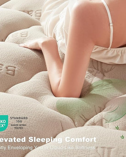 BEDLORE King Mattress Topper Viscose Derived from Bamboo, Thick Pillow Top Mattress Pad with Stretchable Pockets for 6"-18" Mattress, Soft Breathable Mattress Topper for Back Pain Relief(Beige)