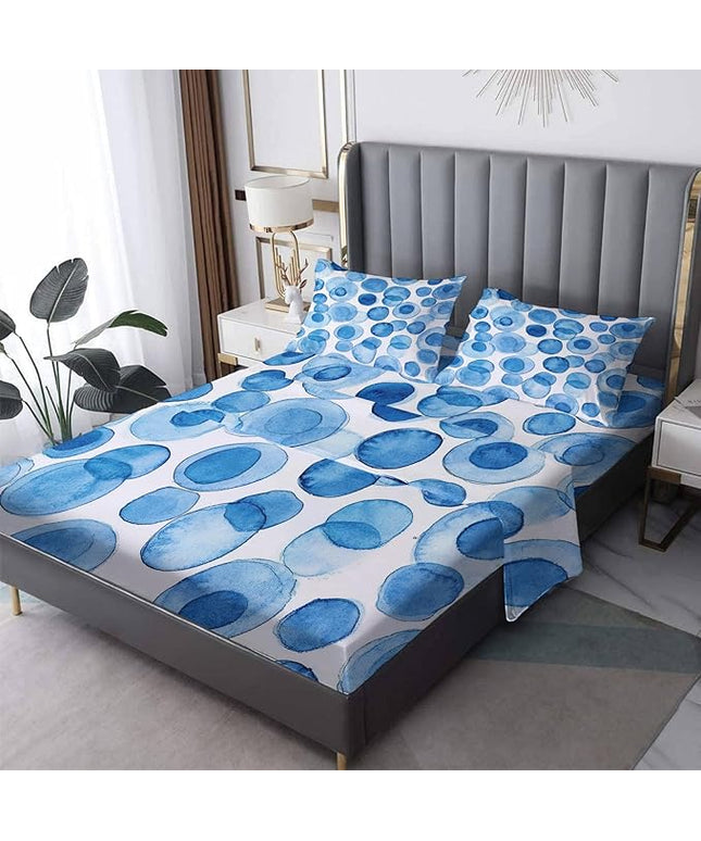 Polka Dot Sheets Queen Size - Polka Dot Decor, Blue and White Bed Sheets & Bedroom Decor, Soft Breathable Microfiber Deep Pocket Patterned Bedding Sheets & Pillowcases