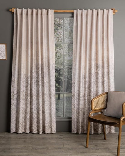 Maison d'Hermine Curtains for Living Room 100% Cotton 108 inch Length Two Panels Window Curtains for Bedroom with Loop & Rod Pockets - Imperfection - Fog, 50" W x 108" L