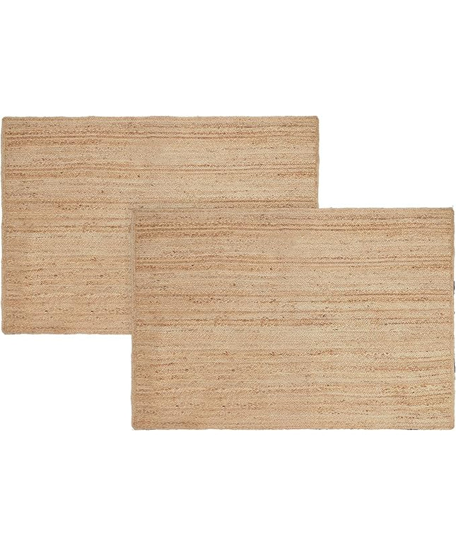 REDEARTH · Rectangular Area Rug - 4'x6' Braided Natural Jute with Non-Skid Backing - Handwoven Boho Rug for Bedroom, Kitchen, Living Room Aesthetic Home Decor - Durable Handmade Rug, Set of 2