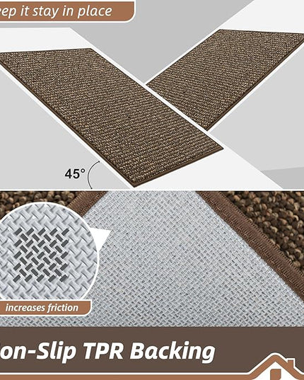 BEQHAUSE Dirt Trapper Door Mat 20" x 32", Non-Slip Washable Doormats Entrance Mat, Dirt Resistant and Absorbent Welcome Mat, Low Profile Floor Mats for Front Back Door and Entryway, Brown