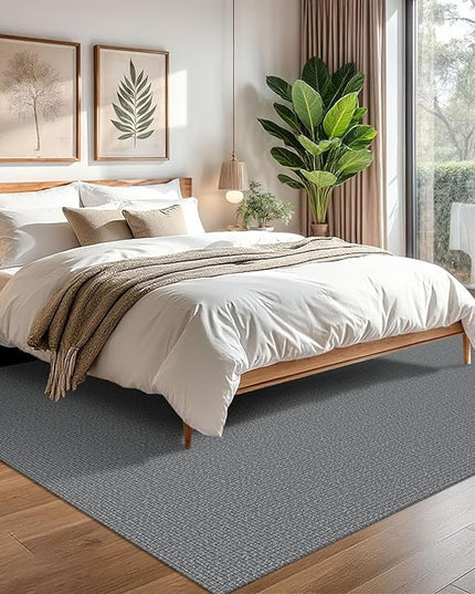 KOZYFLY Washable Area Rug for Living Room 6x9 Ft Non Slip Rubber Backed Bedroom Rug Braided Cotton Dining Room Rug, Large Floor Carpet for Living Room Dining Room, Grey