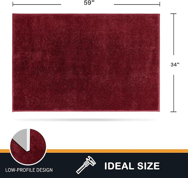 PURRUGS Dirt Trapping Door Mat 34" x 59", Non-Slip Machine Washable Entry Rug, Shoe Scraper, Dog Doormat, Super Absorbent Welcome Mat for Front & Back Door, Muddy Shoes & Paws, Burgundy Red