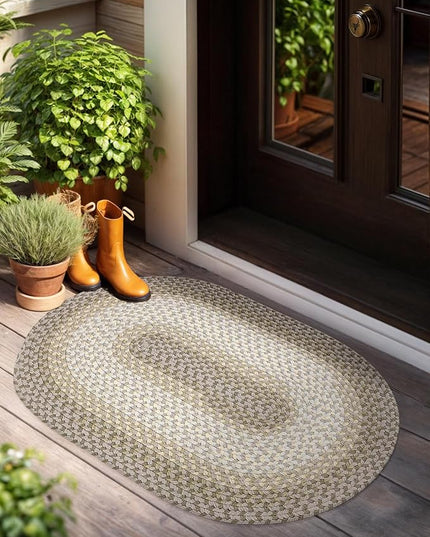 Tranquility TQ62 Frost 7' x 9' Oval - Braided Area Rug, Home Decor, Floor Mat or Bedroom Rug - Easy Care, Ideal for High Traffic Areas in Hallway and Living Room - Made in USA