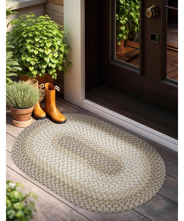 Tranquility TQ62 Frost 3' x 5' Oval - Braided Area Rug, Home Decor, Floor Mat or Bedroom Rug - Easy Care, Ideal for High Traffic Areas in Hallway and Living Room - Made in USA