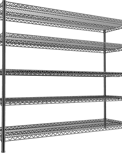 REIBII 55.5" W Storage Shelves 3200LBS Metal Shelving 5 Tier Wire Shelving Unit Garage Shelving Heavy Duty Metal Shelves for Storage Rack Commercial Adjustable Pantry Shelf, 55.5" W X 18''D X 71" H