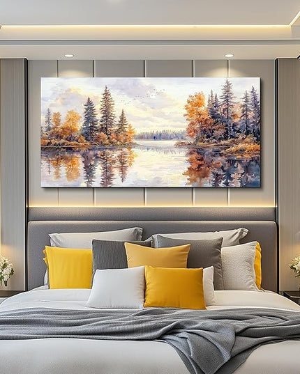 PHAOHUAXM Large Natural Landscape Wall Art For Dining Room Apartment Abstract Ink Landscape Painting Wall Decoration Living Room Bedroom Office Artwork Pictures Home Decoration Aesthetics 30x60 In