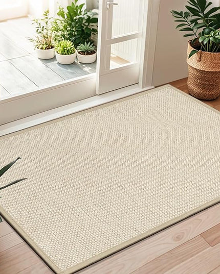 LEKEEPGO Door Mat 36"x59", Non Slip Door Mat Indoor Entrance, Rubber Backing Front Indoor Door mat Washable Absorbent Low-Profile Entryway Entry Resist Dirt Inside Door Mats, Khaki