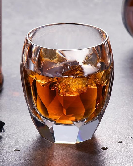 KAMMAK Crystal Whiskey Glasses Set of 2, Luxury 7.44oz Old Fashioned Glasses Stemless, Handcrafted Cocktail Glasses, Hand Blown Scotch Cup for Women, Men Gift for Bourbon Barware, Home Bar