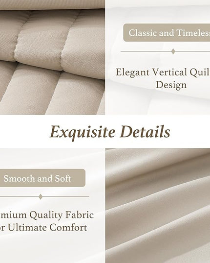 Monbix California King Size Comforter Set - 7 Pieces Bed in a Bag California King, Beige Bedding Sets with Comforter, All Seasons Down Alternative Comforter Bed Set with Sheets, Pillowcases & Shams