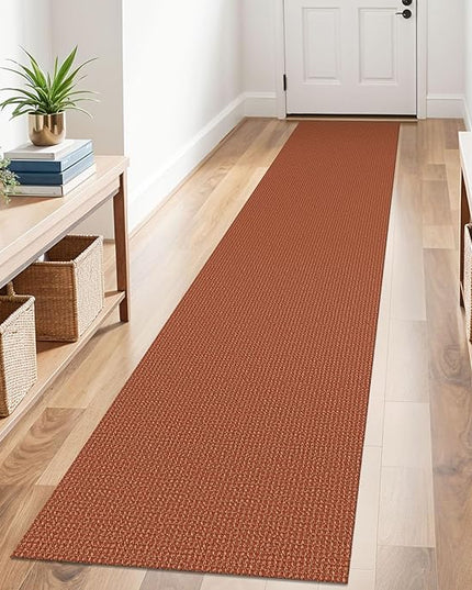 KOZYFLY Runners for Hallways 2x10 ft Washable Kitchen Runner Non Slip Rubber Backed Hallway Rugs Cotton Entryway Runner Rug Floor Carpet for Indoor Hall, Backdoor, Kitchen, Orange/Tan