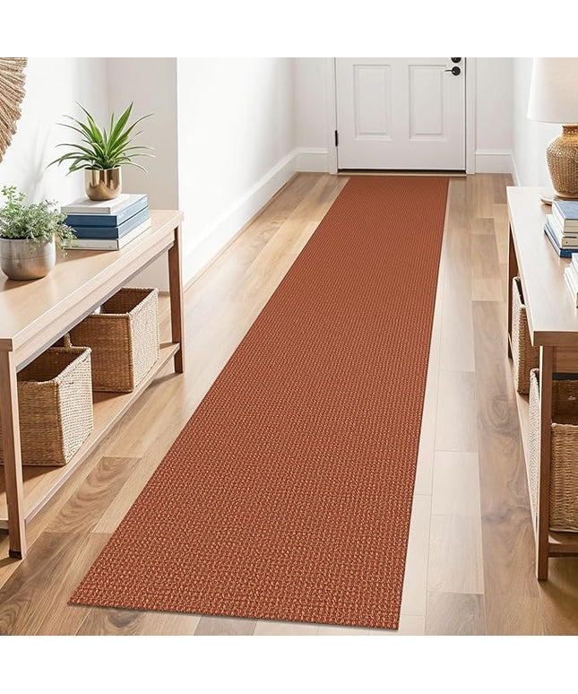 KOZYFLY Runners for Hallways 2x10 ft Washable Kitchen Runner Non Slip Rubber Backed Hallway Rugs Cotton Entryway Runner Rug Floor Carpet for Indoor Hall, Backdoor, Kitchen, Orange/Tan