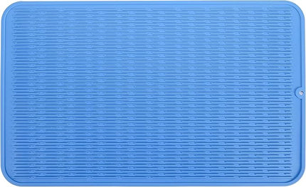 Silicone Dish Drying Mat for Multiple Usage,Easy clean,Eco-friendly,Heat-resistant Silicone Mat for Kitchen Counter or Sink,Refrigerator or Drawer Liner Lichen BlueL 3XL 28 inches x 18 inches