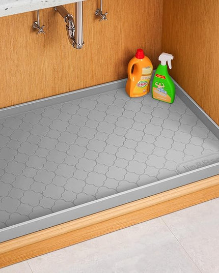 Jin&Bao Waterproof Under Sink Mat 28" x 22", Thick Silicone Mat Cabinet Protector for Kitchen and Bathroom, Shelf Liner, Home Organizer and Storage, Multipurpose Tray for Gadgets and Essentials