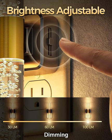 DORESshop LED Night Light, Rotating Night Lights Plug into Wall, Auto Light Sensor Nightlight Dimmable, 3000K Soft Light, LED Acrylic Bubble Nightlight Plug in for Bedroom Bathroom Hallway, 2 Pack