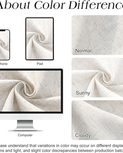 Naturoom Extra Long Linen Shower Curtain 88 Inch Long Weighted Thick Fabric Bath Shower Curtain Set with Hooks, XLong Tall Country Farmhouse Beige Curtains for Bathroom, 72x88