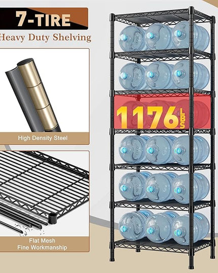 REIBII 7-Tier Metal Shelving Unit, 71’’H x 18’’W x 18’’D, 1176 LBS Weight Capacity, Adjustable Garage Shelving for Storage, Heavy Duty Shelves for Kitchen, Living Room, Bathroom etc.