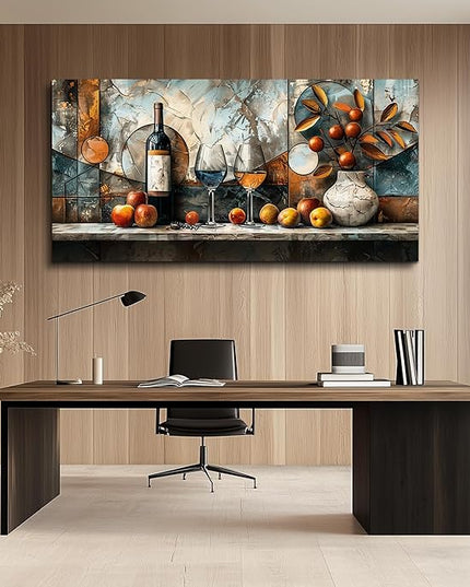 XIGUANGART Large Canvas Wall Art For Dining Room Wall Decor For Kitchen Wine Bottle Painting Still Life Abstract Picture Artwork Pub Bar Living Room Wall Mural Posters Home Decorations Ready To Hang