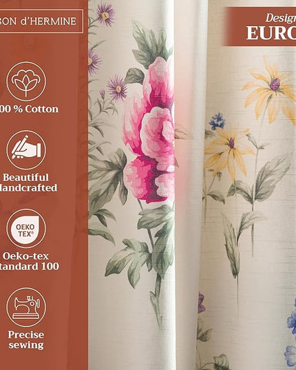 Maison d' Hermine Curtains for Living Room 100% Cotton 108 inch Length One Panel Light Filtering Curtains for Bedroom Windows with Rod and Loop Pockets Drapes (Swyncombe Multicolor, 50" W x 108" L)