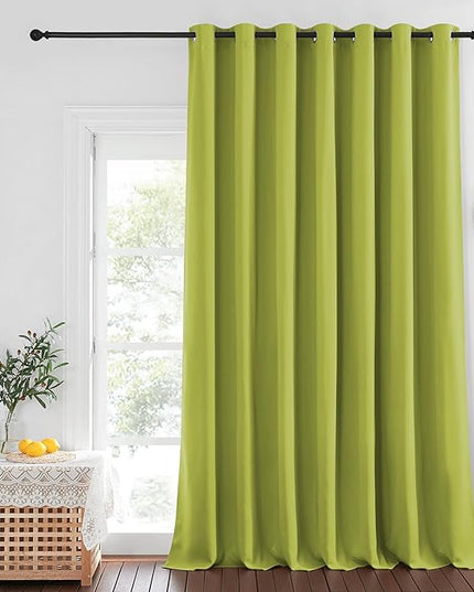 NICETOWN Blackout Curtains for Sliding Glass Door Room Divider Noise Reduce Curtain Panel Portable Window Screen Sliding Partition, W100 x L102 inches, 1 Panel, Fresh Green