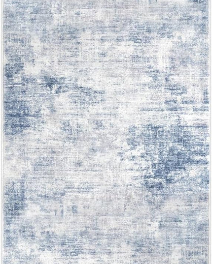 IOHOUZE Abstract Runner Rug 3x10 Ft Washable Runners for Hallways, Non Slip Kitchen Runner Printed Faux Wool Entryway Runner Indoor, Modern Abstract Floor Carpet for Hall Bedroom, Light Blue White