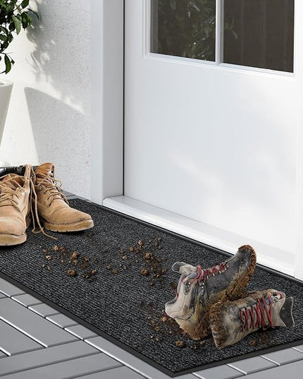 Kuyal Front Door Mat, 2'x3' Indoor Outdoor Entrance Mat, Commercial Floor Rug Inside Outside Entrance, Heavy Duty Durable Welcome Rug, Rubber Backing Non Slip Outdoor Mats for Entryway, Black