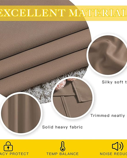 NICETOWN Blackout Curtain for Sliding Door, Grommet Top Thermal Insulated Bedroom Window Curtain Sound Dampening Drape for Patio Door/French Door (Cappuccino, 1 Panel, 80" W x 90" L)