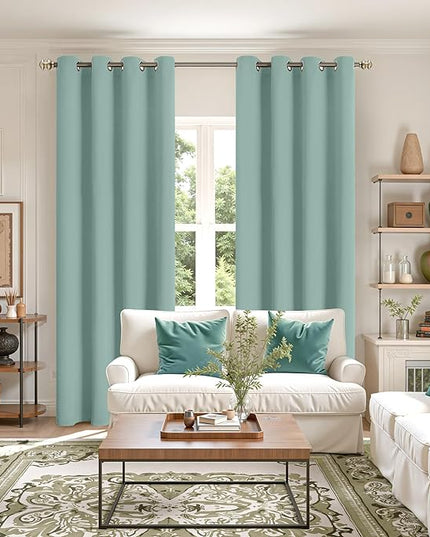 YoungsTex Sage Green Blackout Curtains 90 Inches Length for Bedroom - Thermal Insulated with Grommet Room Darkening Long Window Drapes Privacy for Living Room, 2 Panels, 52 x 90 Inch