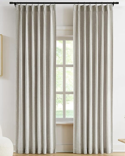 Vision Home Silver Gray Pinch Pleated Curtains Velvet Chenille Light Filtering Window Curtain Panels 108 inches for Living Room Bedroom Semi-Blackout Grey Pinch Pleat Drapes with Hooks 36" Wx108Lx2