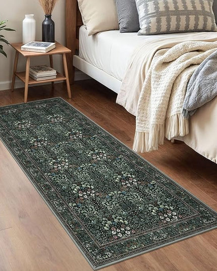 2x5 Modern Runner Rug for Hallways, Dark Green Super Soft Hallway Decor Kitchen Rugs with Non-Slip, Non-Shedding Washable Rug for Hallways Entryway Bedroom Indoor